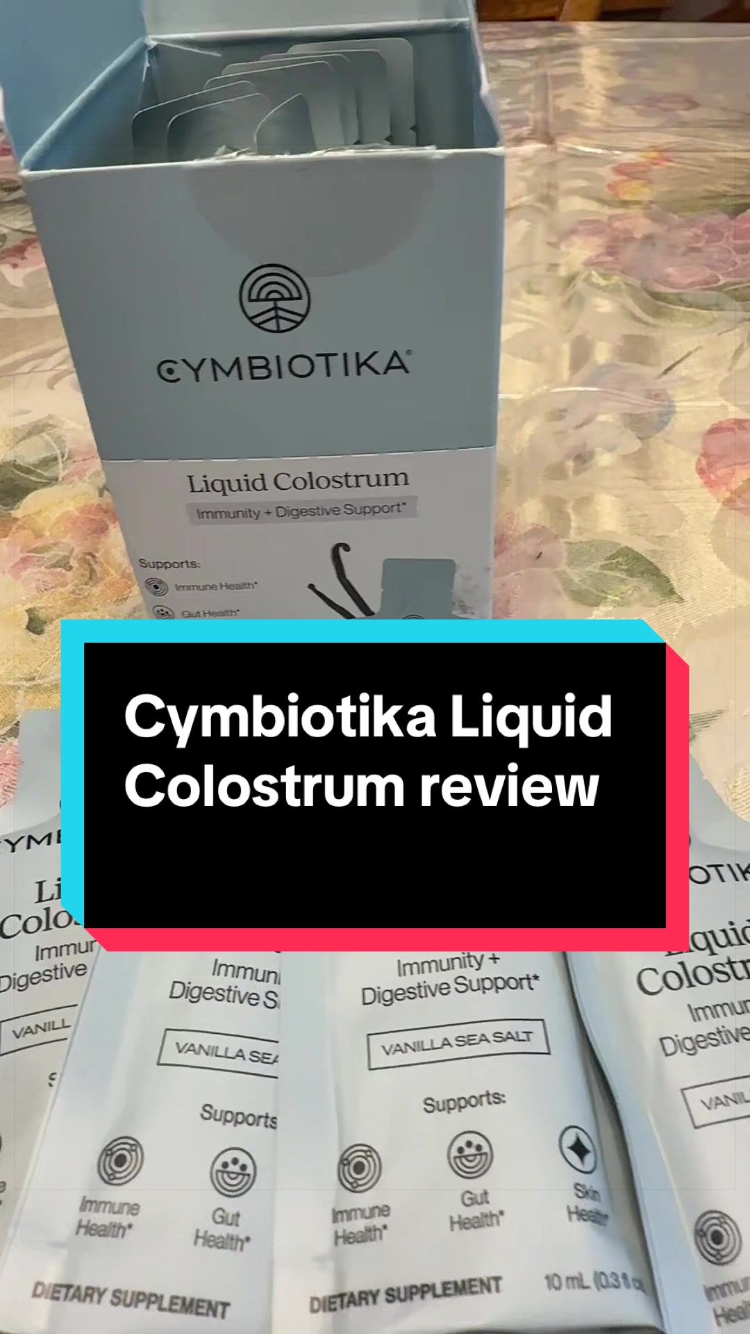 TikTok post by @mel_dipas for Cymbiotika. Caption reads: @Cymbiotika vanilla sea salt, plus grab and go....