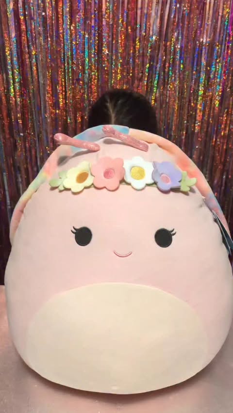 Instagram post by @laila_and_aliza_show for Squishmallows. Caption reads: AD | The newest Squishmallow has arrived with the....