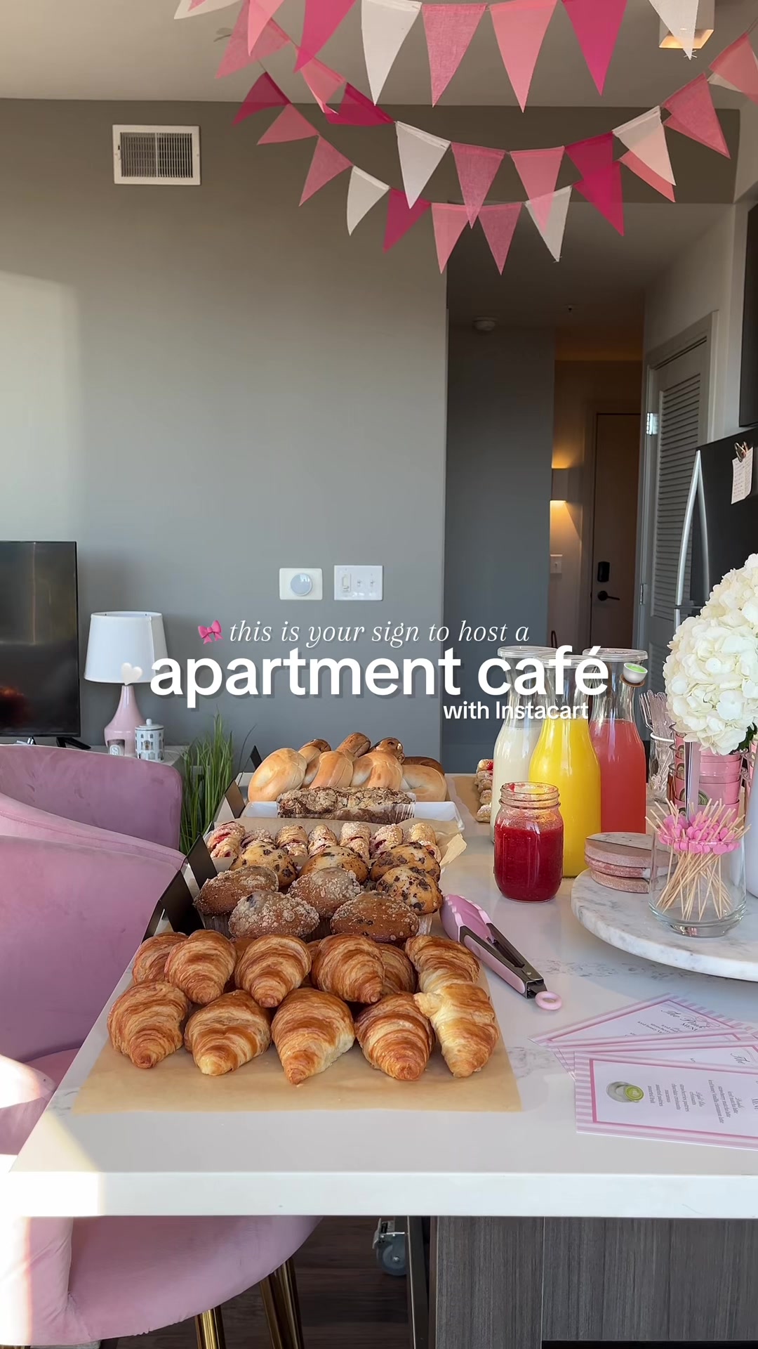 TikTok post by @valerietaiylorr for Instacart. Caption reads: this is your sign to host an apartment cafe with....