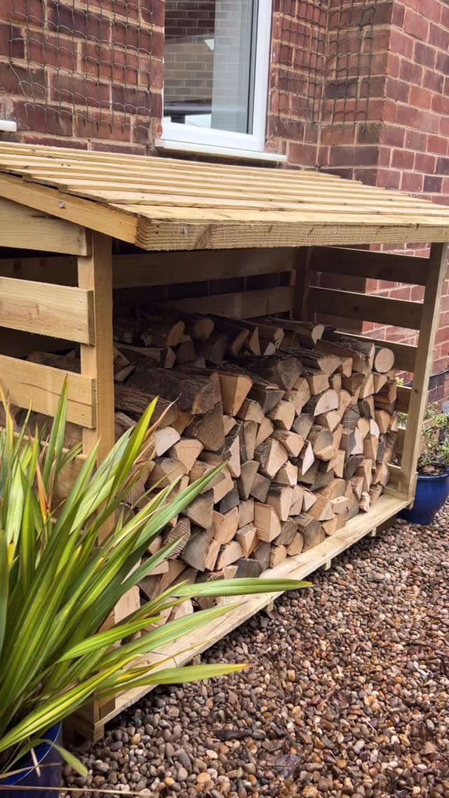 Instagram post by @house_on_the_crescent for The Range. Caption reads: Ad| Hello new log store! Our old one was a diy....