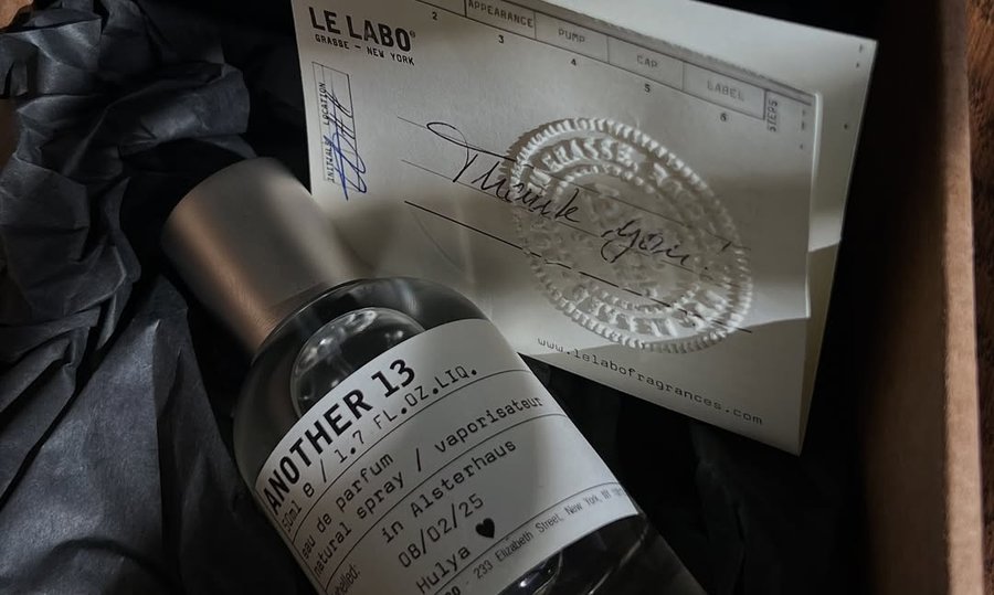 Instagram post by @hulyaaltaylar for Le Labo Fragrances. Caption reads: a perfume and the way it makes me feel 🌬️

- le....