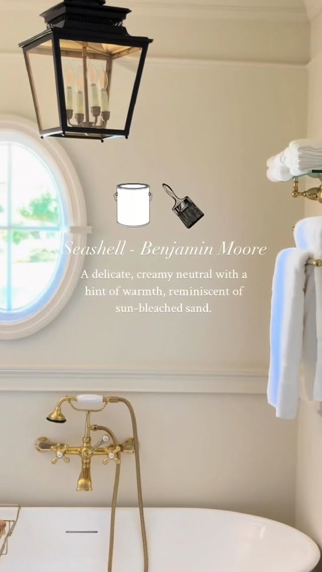 Instagram post by @samanthajo.interiors for Benjamin Moore. Caption reads: I have a few creamy shades in the house, and this....