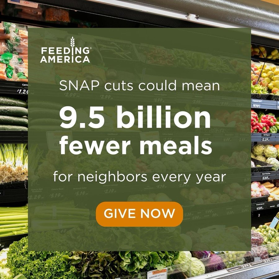 Instagram post by @itsmeleighton for Feeding America. Caption reads: Congress is considering cuts to SNAP, the program....