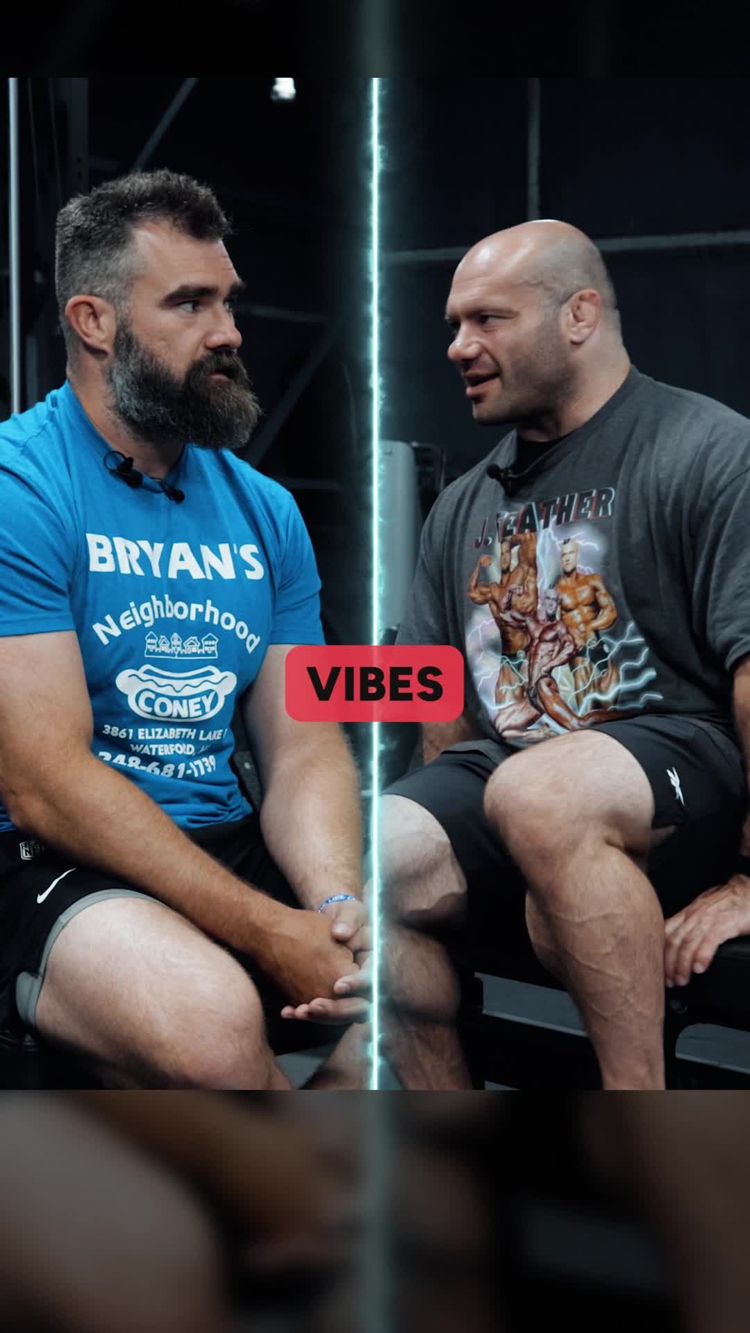 Instagram post by @drmikeisraetel for RP Strength. Caption reads: 🏈🦅 JASON KELCE IN THE HOUSE (aka Dr. Mike's gym)....
