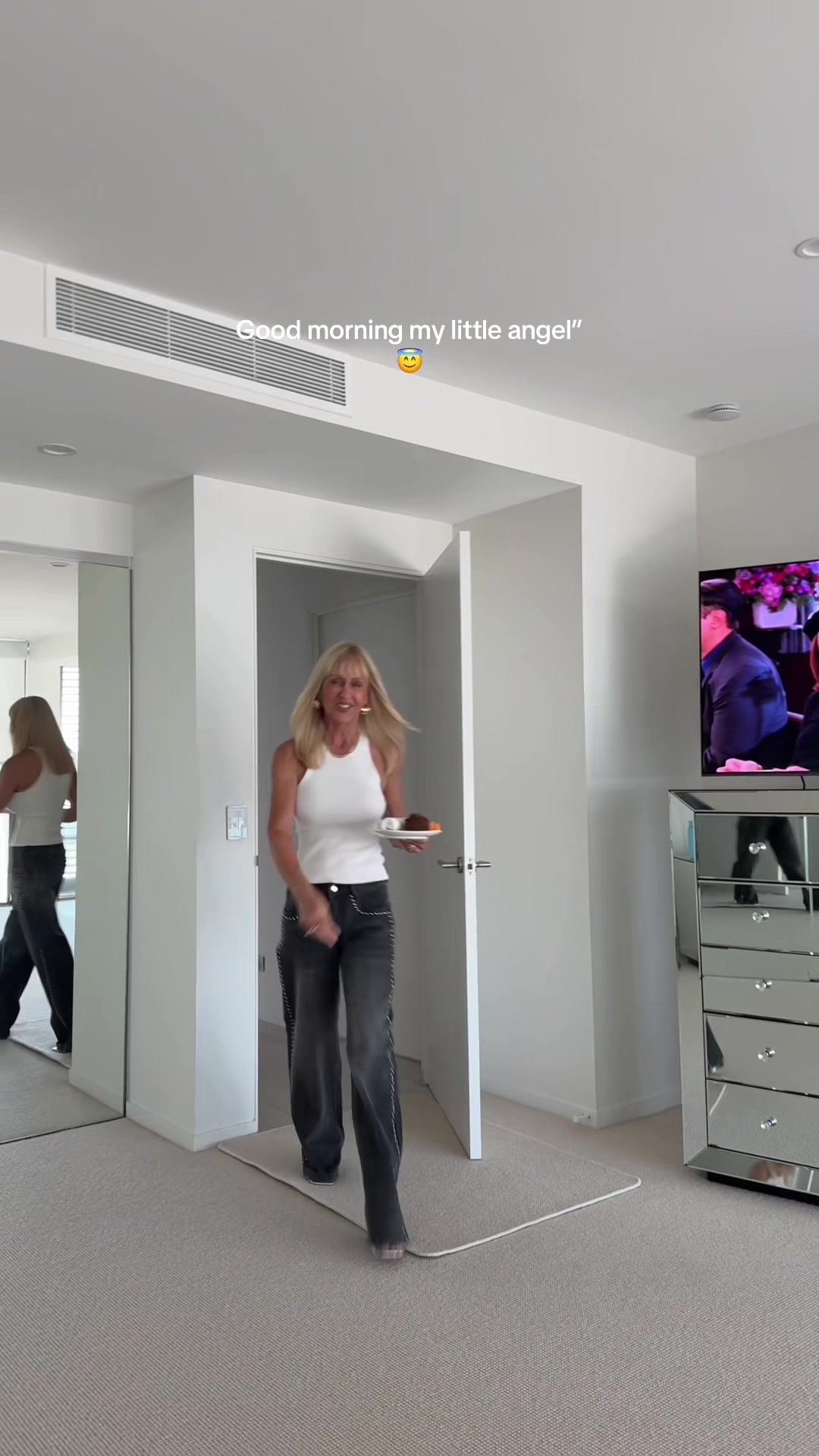 TikTok post by @sashamorpeth for Bondisands. Caption reads: How my mum wakes me up every morning 🥹🥰 way too....