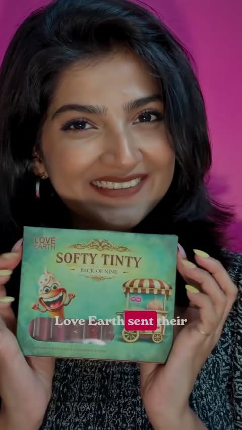 Instagram post by @meghha_daw_official for Love Earth. Caption reads: 💕 #lipswatches #mousselipstick #loveearth....
