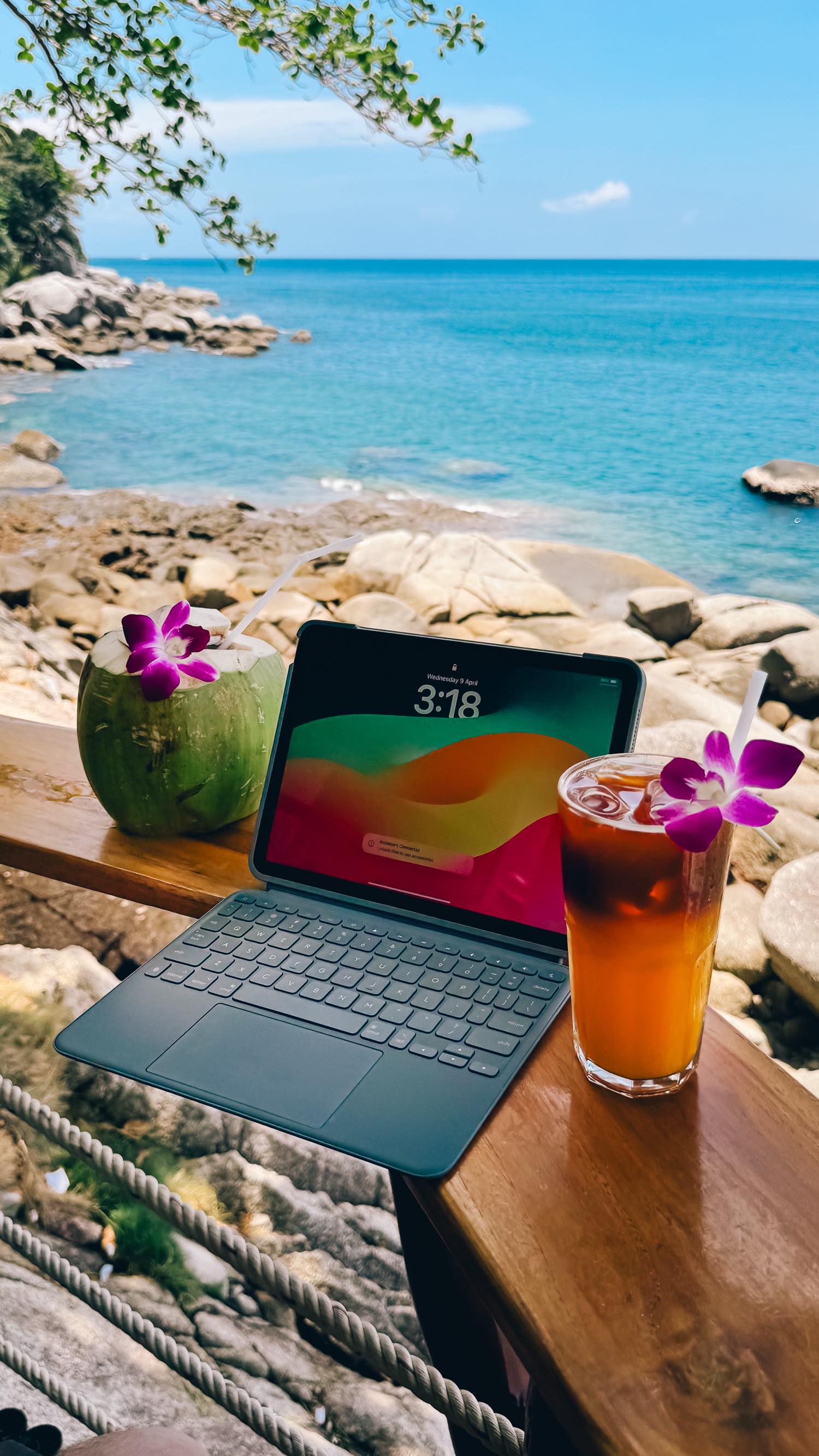 Instagram post by @paulpayasalad for Logitech. Caption reads: Work from anywhere, beautifully, seamlessly. The....