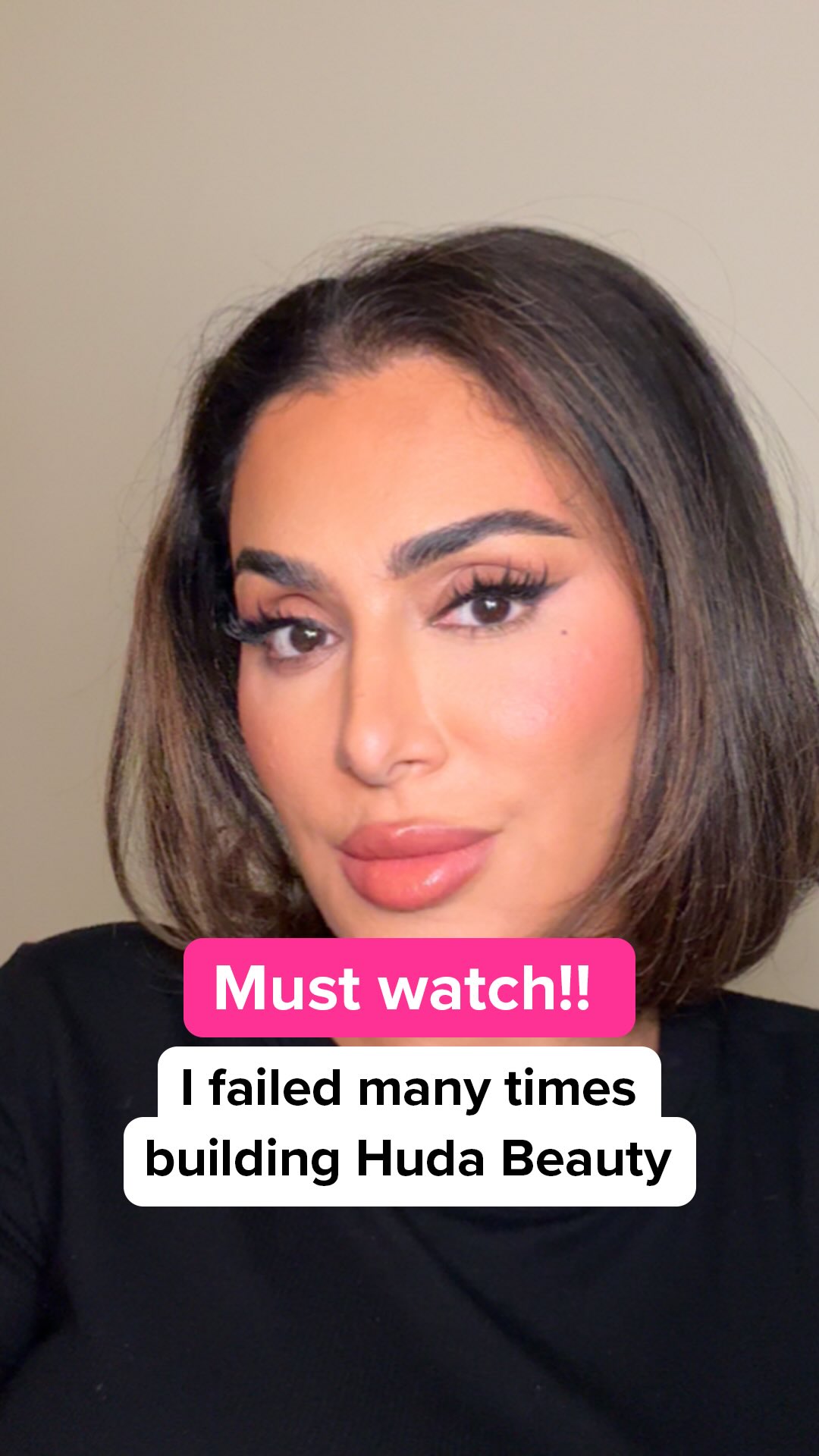 Instagram post by @huda for Huda Beauty. Caption reads: Don’t allow failure to define who you are 💖
Drop....