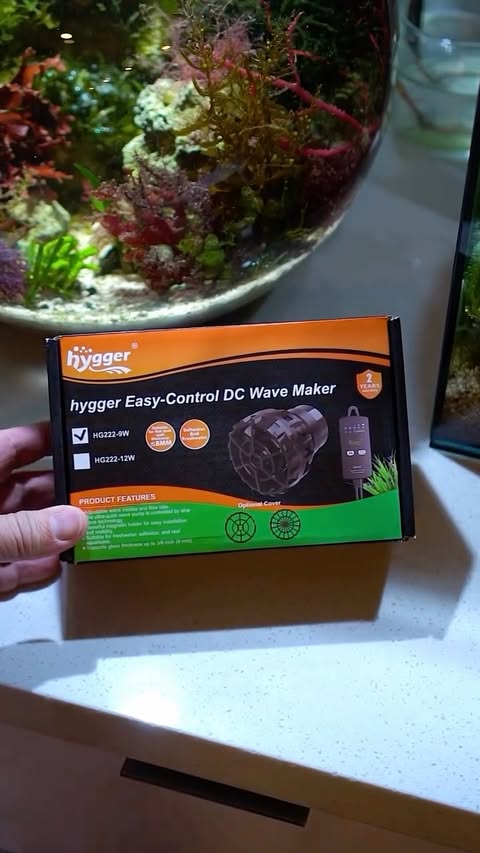 Instagram post by @tigahboy.h2o for Hygger Aquarium. Caption reads: I recently added this @hygger.official HG222 wave....