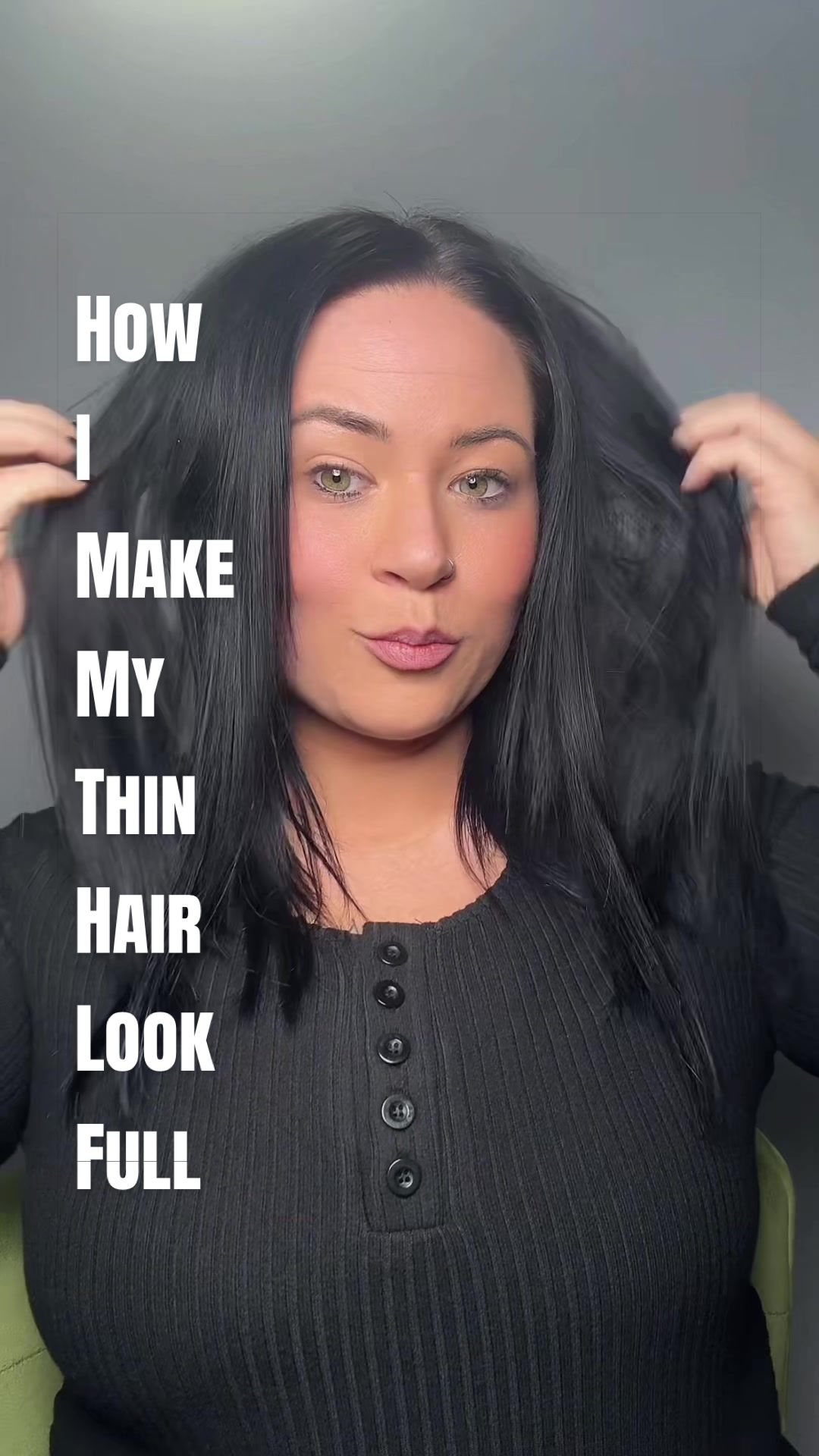 TikTok post by @heatherstyles35 for Laavoo Hair (official). Caption reads: If your hair has the length but still looks thin....