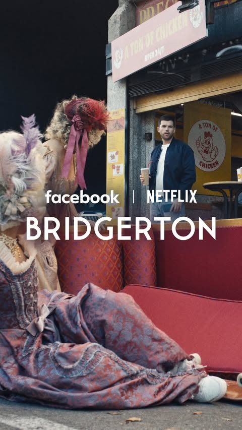 Instagram post by @lukenewtonuk for Facebook. Caption reads: When Facebook and Bridgerton collide… Now on....