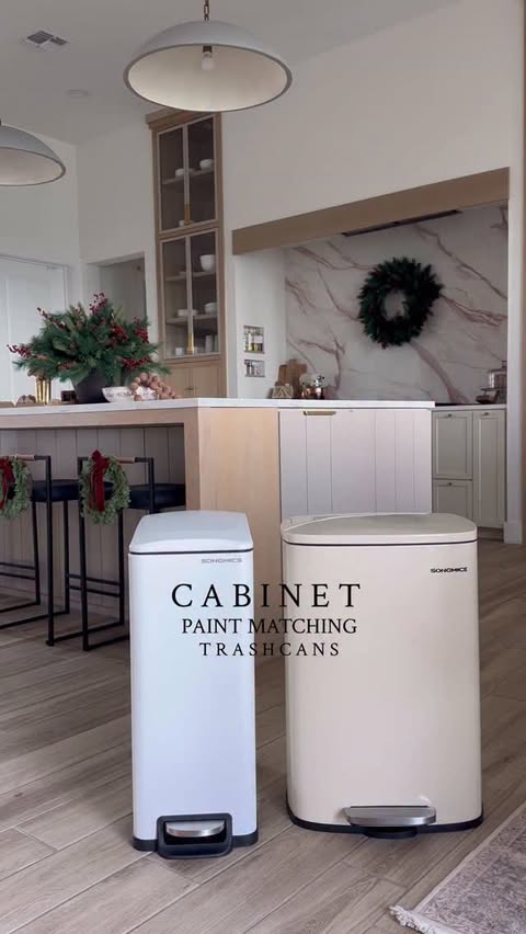 Instagram post by @thesouthhousetexas for SONGMICS HOME. Caption reads: At last, a trash can that coordinates with the....