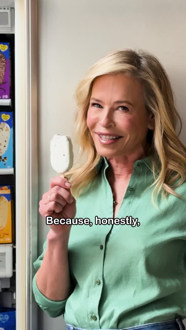 Instagram post by @chelseahandler for Yasso. Caption reads: I have to come clean…my freezer is a frozen....