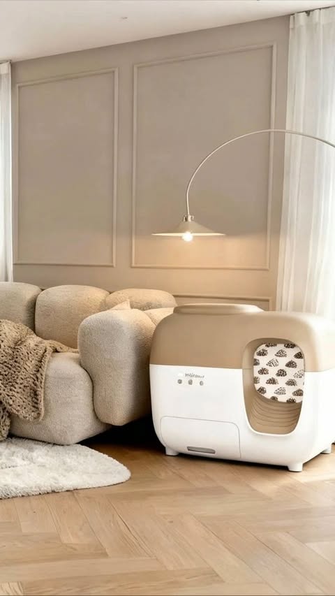 Instagram post by @sophia_and_ares for PetSnowy. Caption reads: [...] stylish upgrade for my cats’ hygiene:....