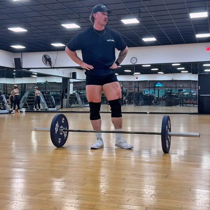 Instagram post by @beezyphysique for Vital Apparel. Caption reads: Always my go to finisher for leg day! Nothing hits....