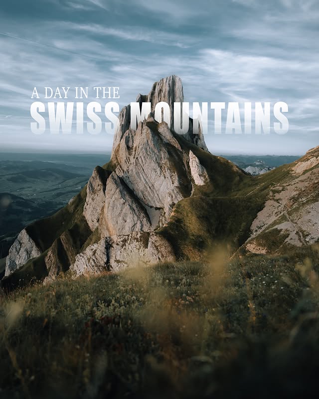 Instagram post by @timbenzzz for PGYTECH. Caption reads: [...] in my bio! #swissalps #gooutandexplore....