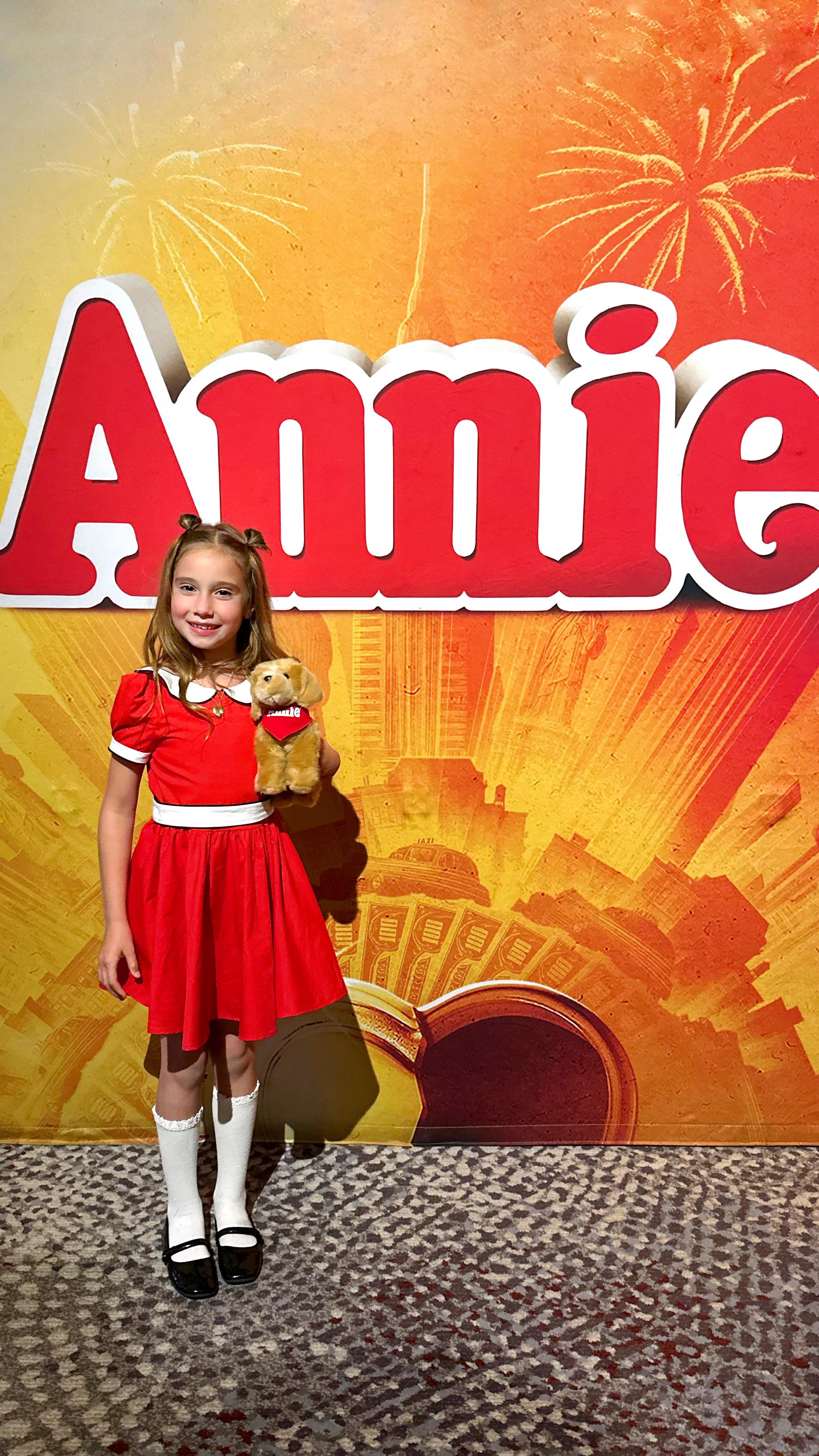 Instagram post by @popsicleblog for Segerstrom Center for the Arts. Caption reads: [...] Took her to see ANNIE at the Segerstrom....