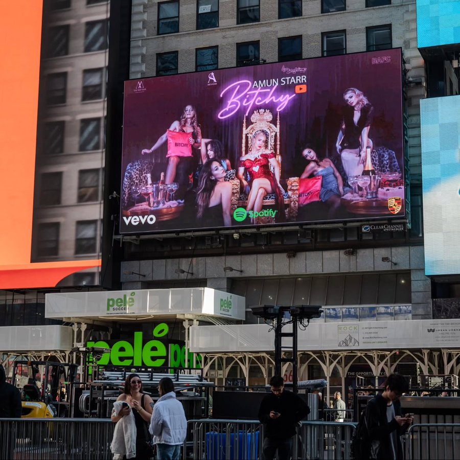 Instagram post by @amunstarr for YouTube Music. Caption reads: Amun Starr xx YouTube Music Taking over NY Time....