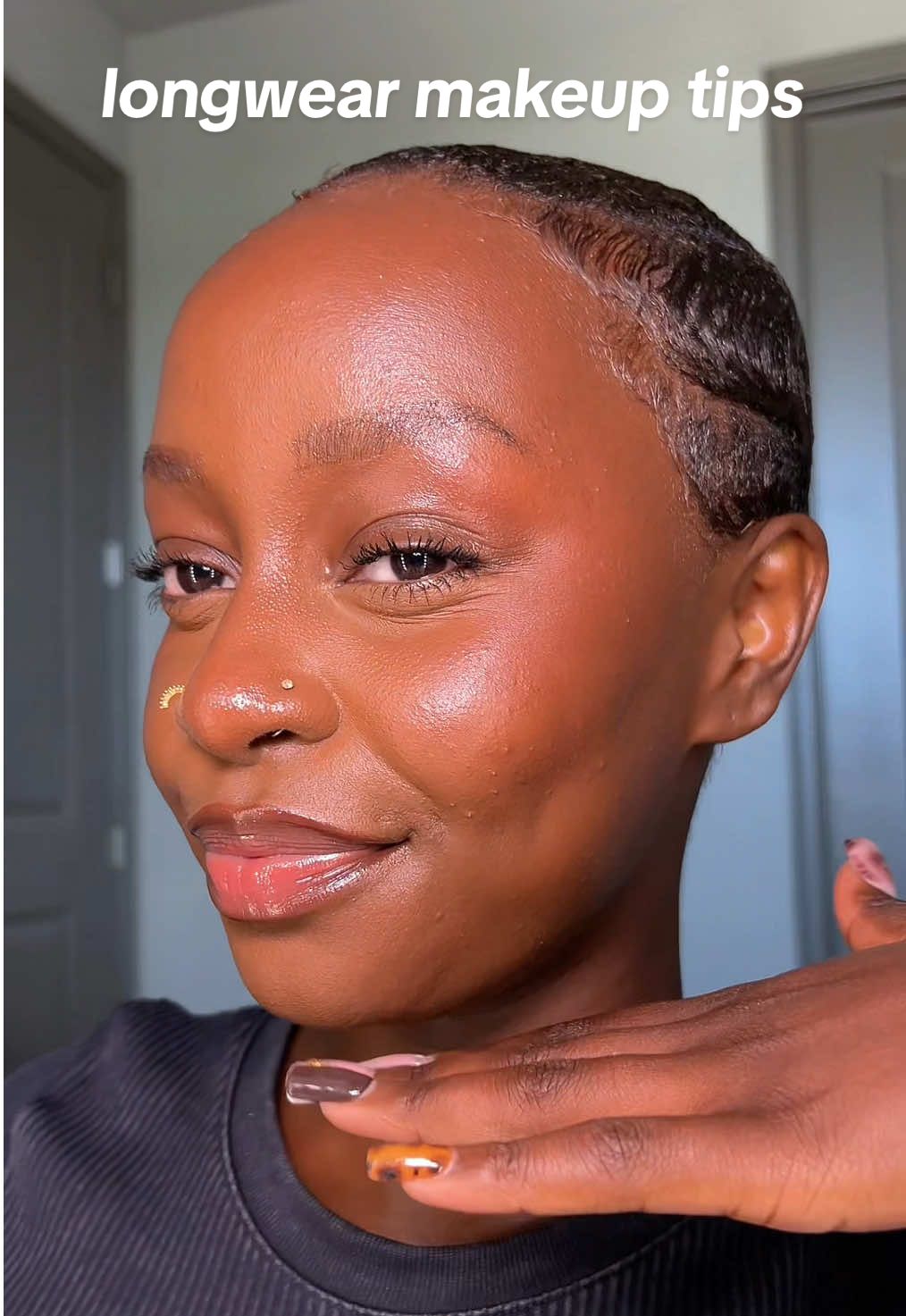 TikTok post by @linet.chege for milkmakeup. Caption reads: long wear makeup has entered the chat! level up....