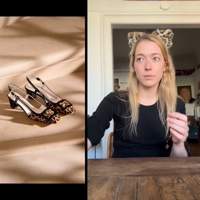 Instagram post by @angelicahicks for Roger Vivier. Caption reads: Copycat 🐆 @RogerVivier #RogerVivier....