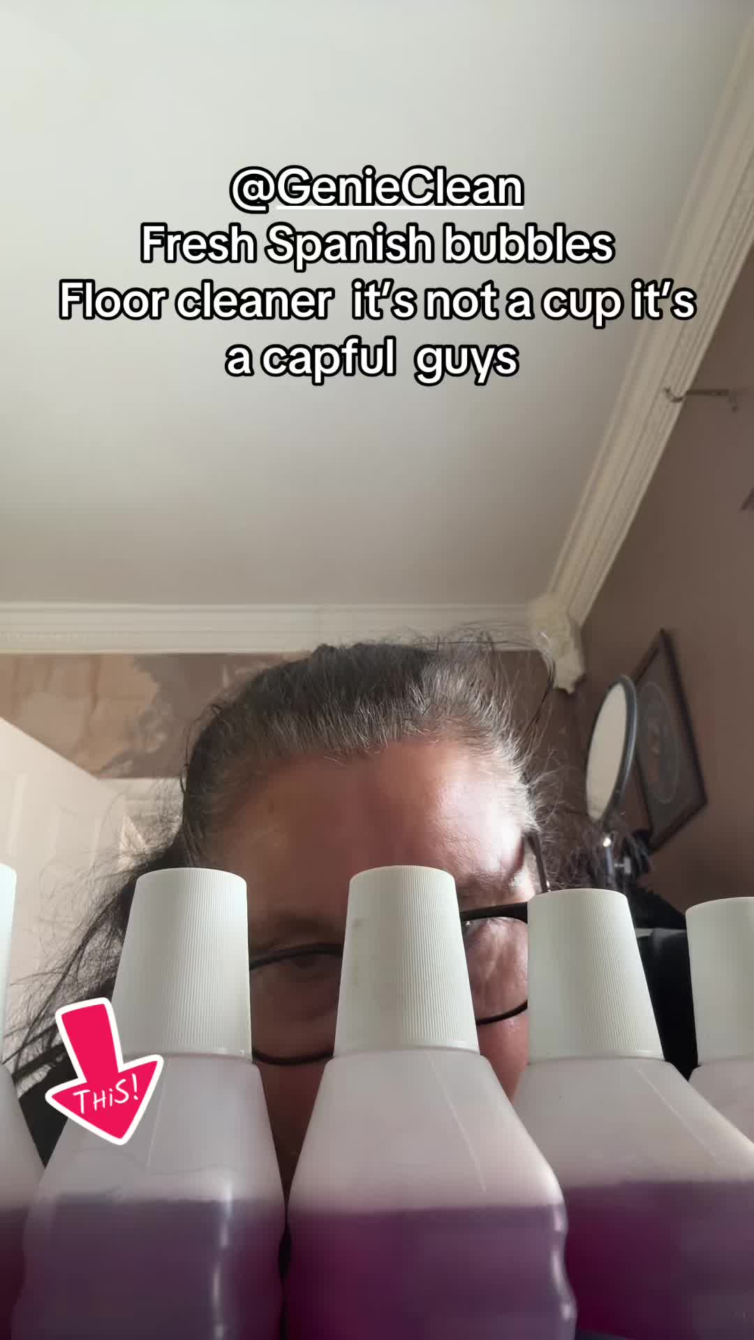 TikTok post by @celiatate1960 for Genie Clean. Caption reads: @Genie Clean ✨ Genie Clean Fresh Spanish Bubbles....