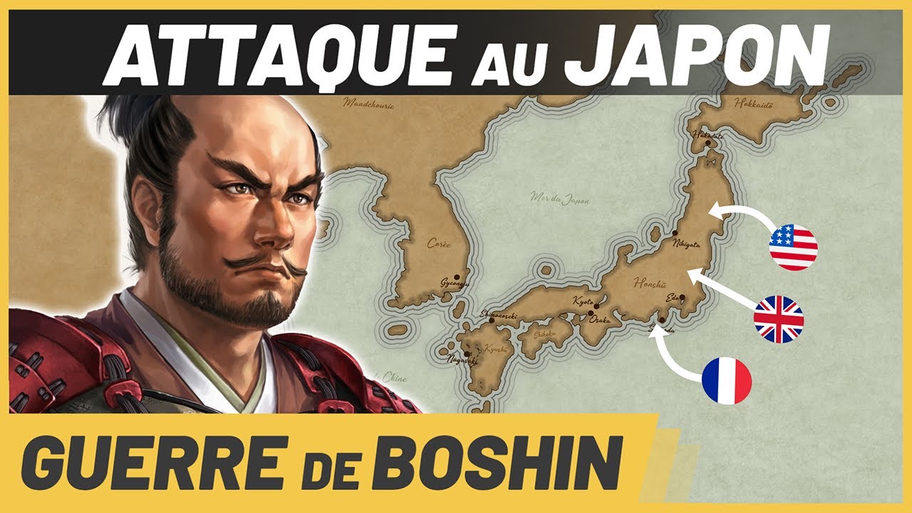 YouTube post by @BataillesdeFrance for Motion Array. Caption reads: JAPAN facing the WEST: modernization or....