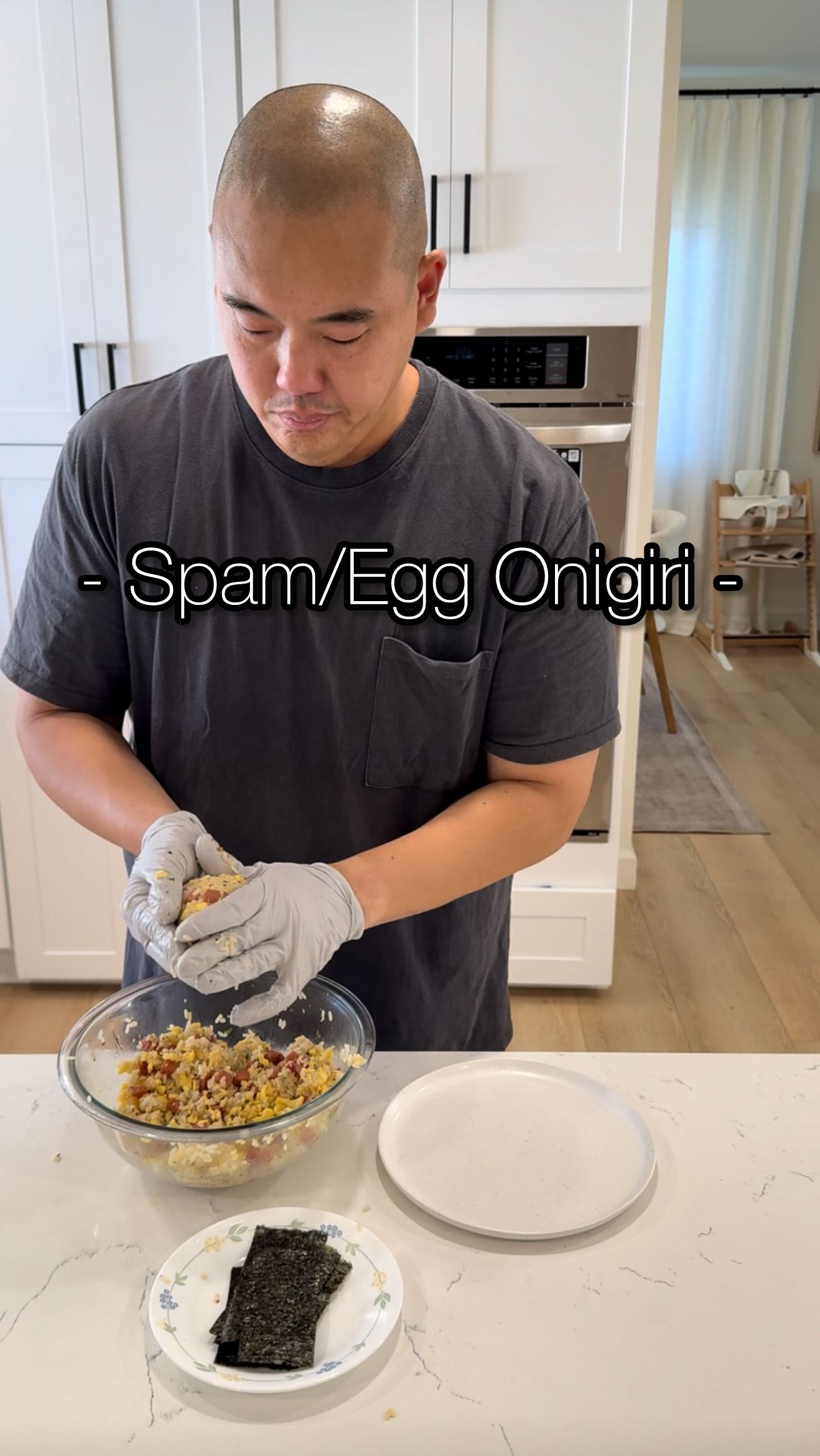 Instagram post by @_yourbasicdad for Kikkoman USA. Caption reads: The kiddos love eating onigiri, so I decided to....