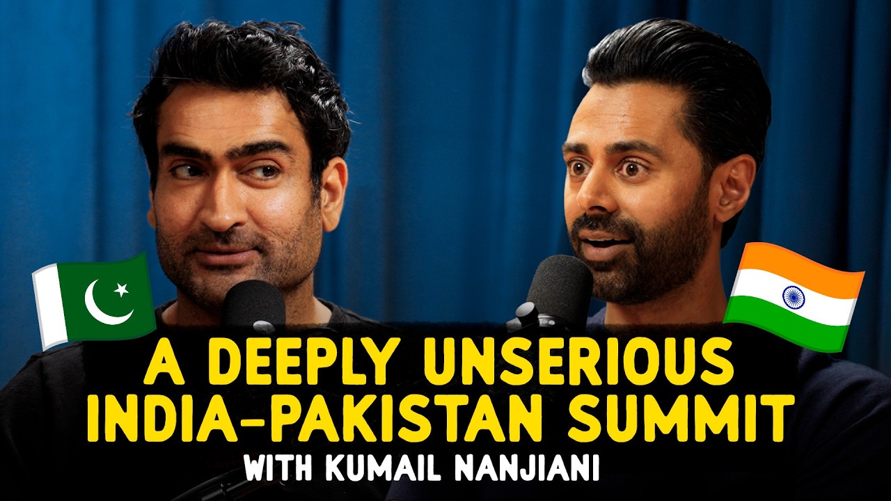 YouTube post by @HasanMinhaj for JLab. Caption reads: Hasan sits down with actor and comedian, Kumail....