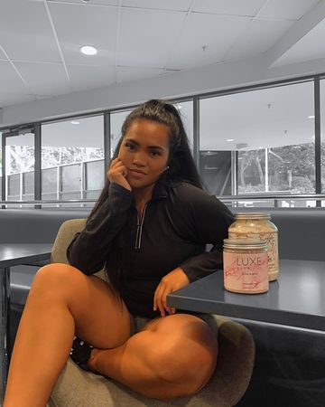 Instagram post by @anastasia.henry for LUXE Fitness. Caption reads: Shop @luxefitness today for the last day of their....