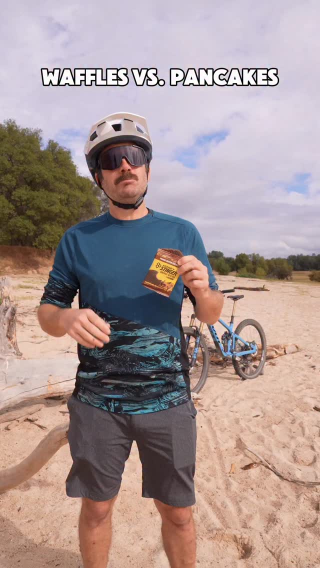 Instagram post by @caliradokid for Honey Stinger. Caption reads: Waffles or Pancakes?

You gotta ask yourself.  Do....