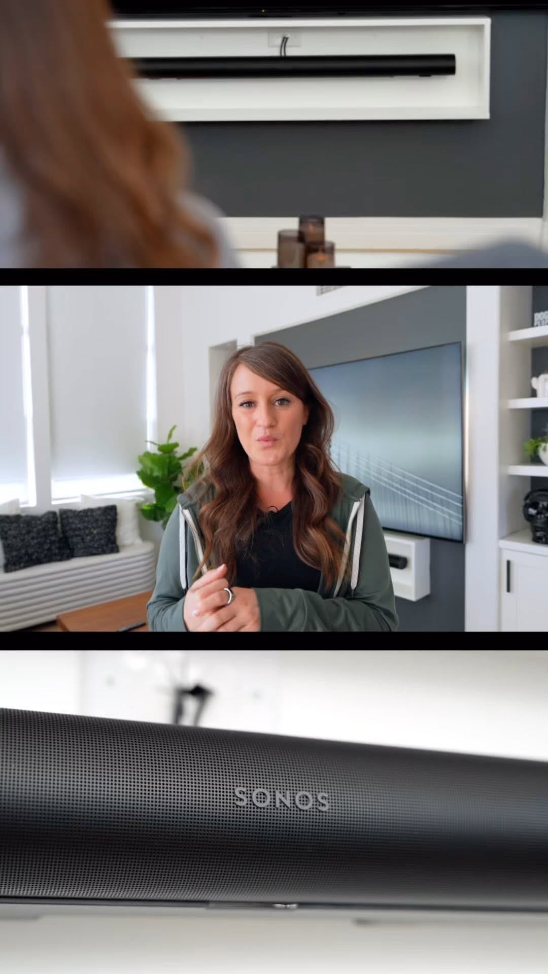 Instagram post by @jennaezarik for Sonos. Caption reads: The new @Sonos Arc Ultra with Sound Motion is a....