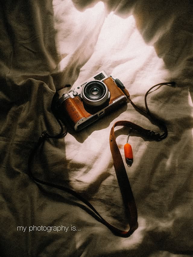 Instagram post by @pgytech.de for PGYTECH. Caption reads: [...] & Leather Strap for my Fuji X100VI by....