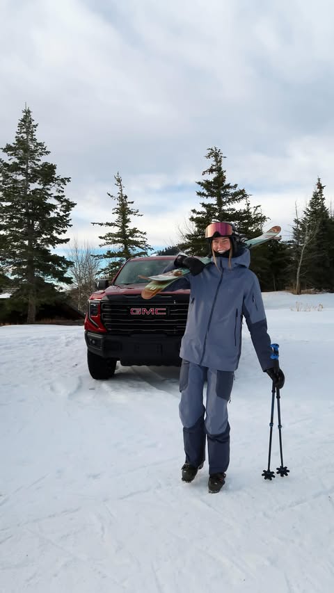 Instagram post by @kaitvanhoff for GMC. Caption reads: @gmc x @deervalleyresort = elite skiing [...].