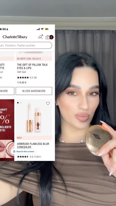 Instagram post by @by_halanajeeb for Charlotte Tilbury. Caption reads: [...] 👉 Click there link to shop:....