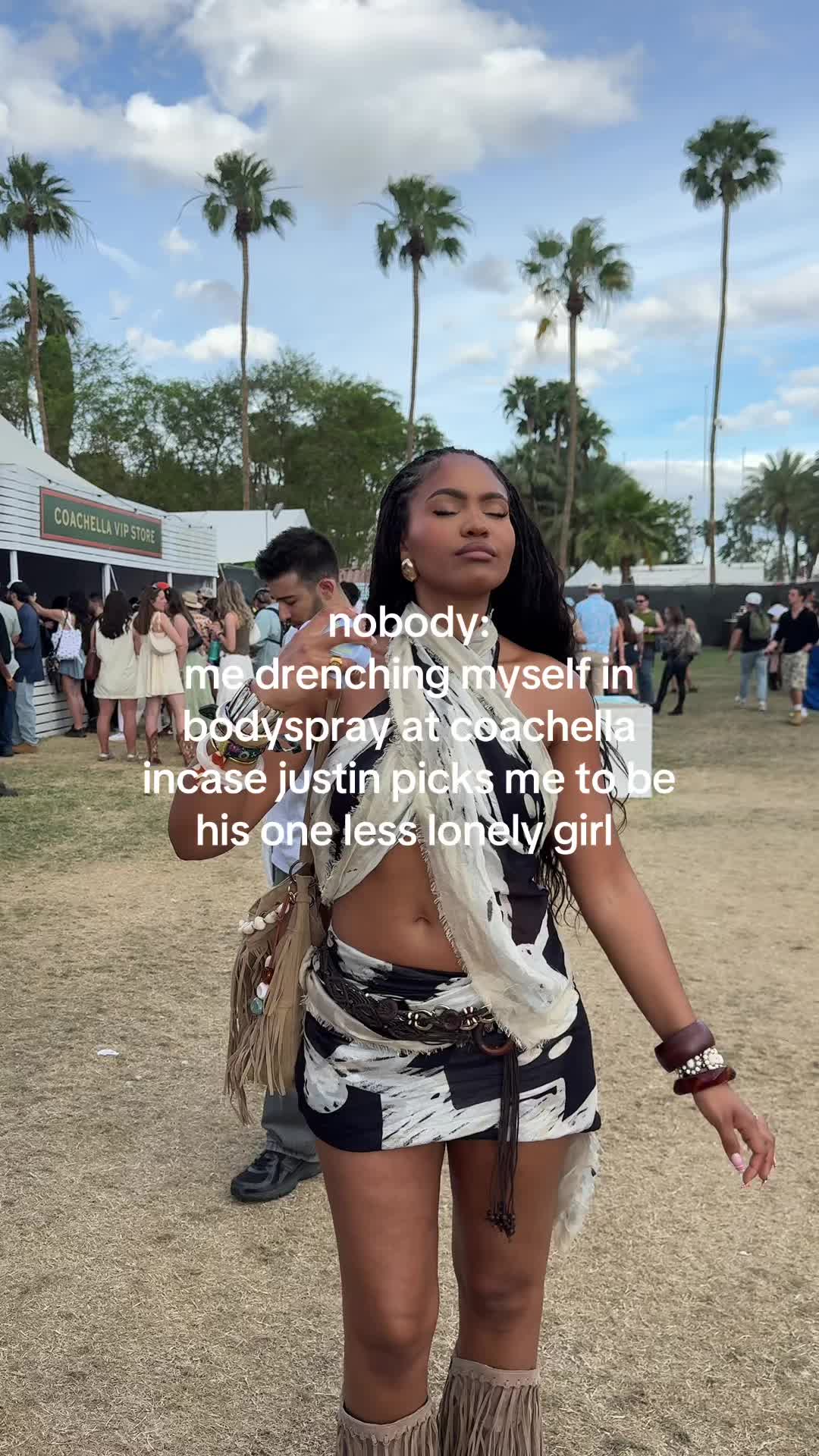 TikTok post by @gabbyjefferyy for daisebeauty. Caption reads: A girl can dream 🥹 @daisebeauty ad #coachella....