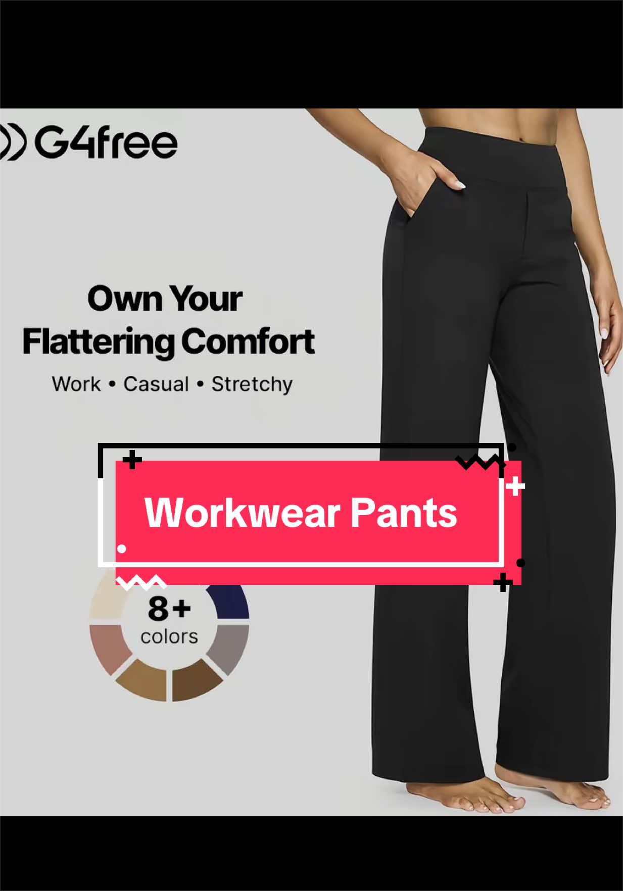 TikTok post by @tgitiff882 for G4Free. Caption reads: Love these comfy pants! G4Free Loose High-Waist....