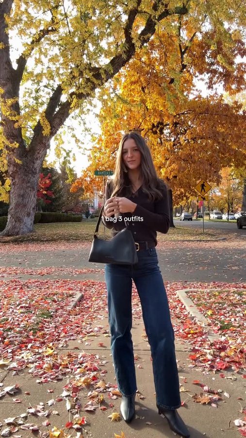Instagram post by @laurenwoods___ for Status Anxiety. Caption reads: [...] is proof you only need one good bag.....