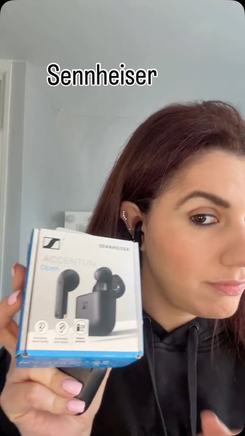 Instagram post by @2_under_2boymummy for Sennheiser. Caption reads: @sennheiser Accentum open ear buds are my [...].