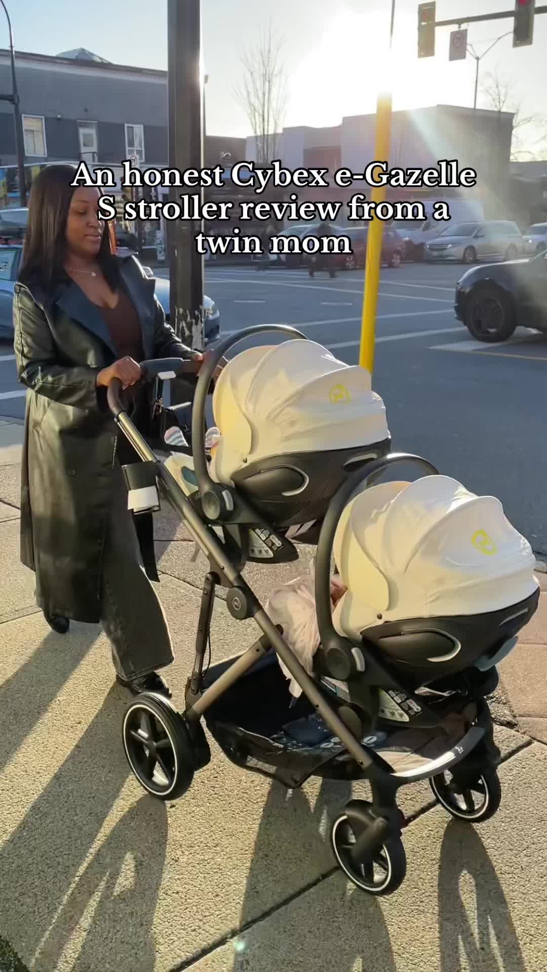 TikTok post by @chisjourney for Best Buy. Caption reads: This Cybex e-gazelle S stroller is hands down the....