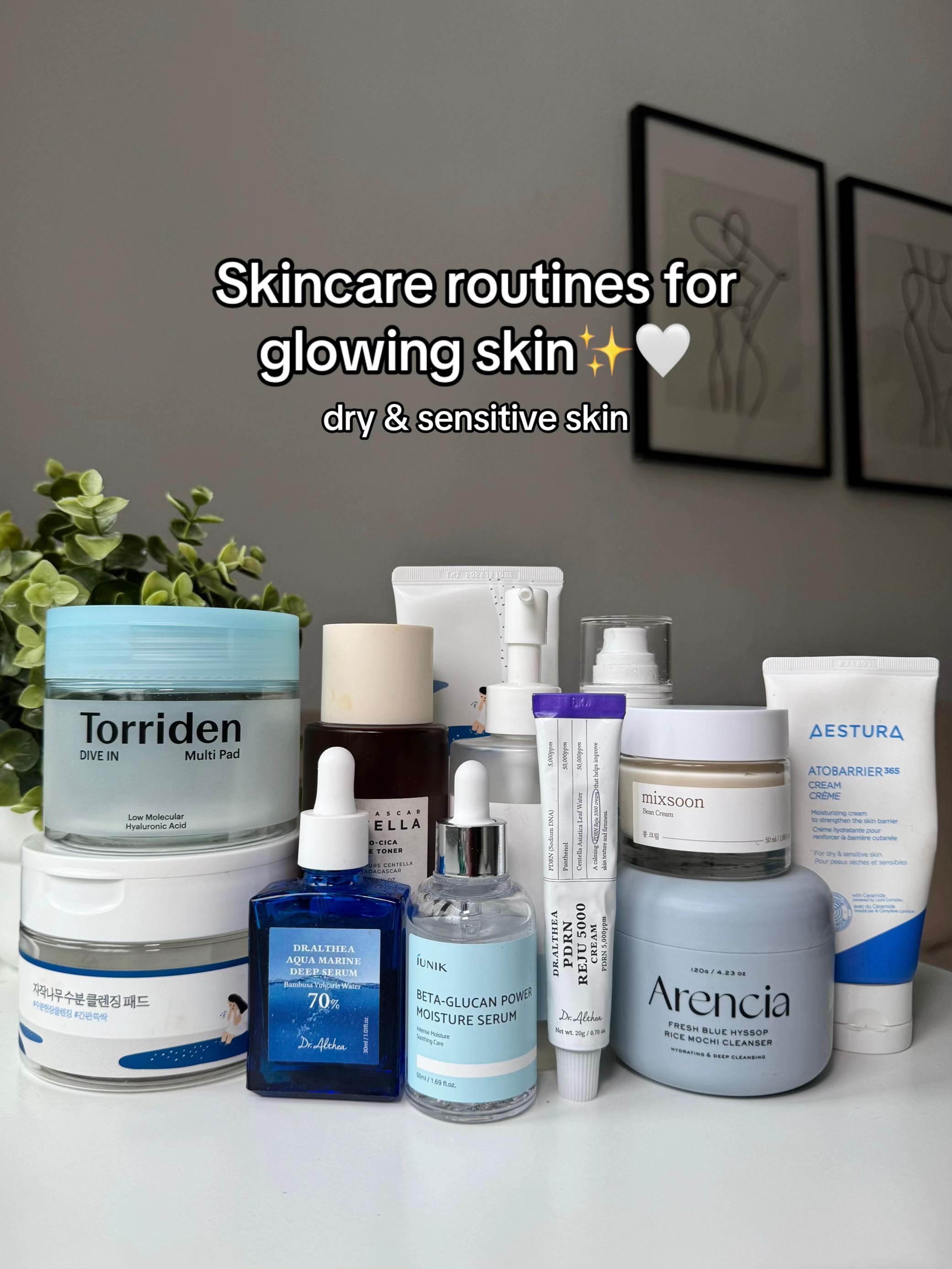 TikTok post by @skincarewithlola9 for Round Lab. Caption reads: For dry, sensitive skin & FA-safe options. These....