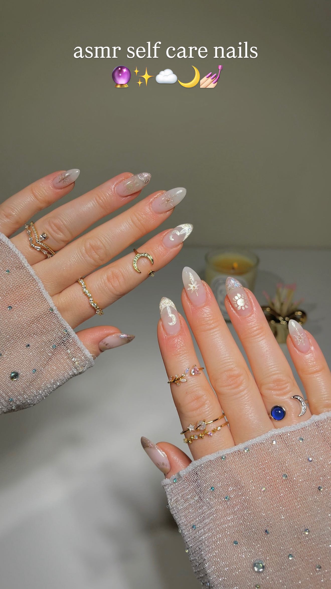 Instagram post by @katiesnails_ for Apres Nail. Caption reads: fighting sunday scaries with self care 🫧 Using....