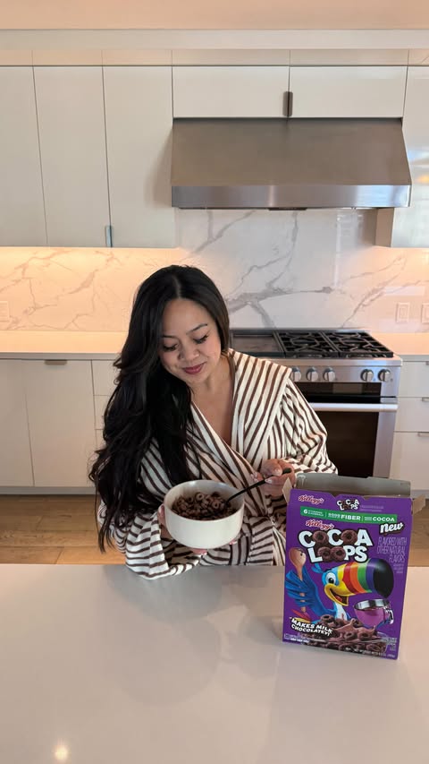 Instagram post by @littlenursejade for Froot Loops. Caption reads: [...] loving the chocolatey Cocoa Loops by....