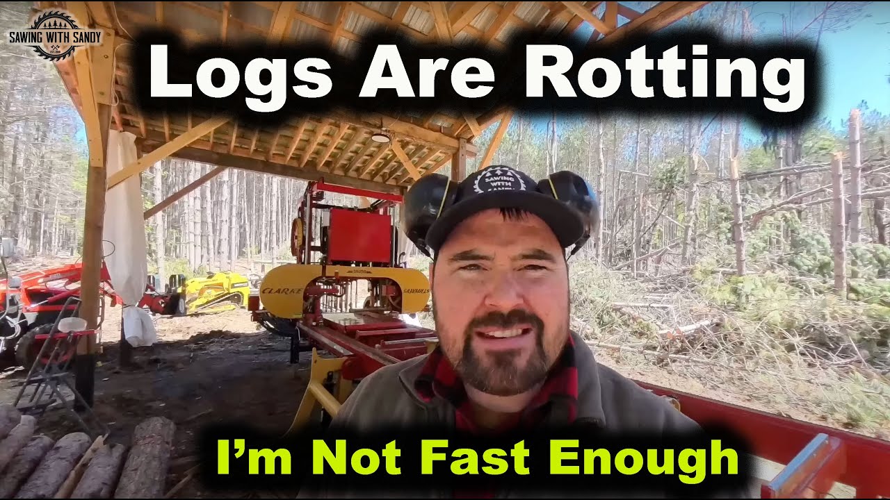 YouTube post by @sawingwithsandy for Hyperlite. Caption reads: Even the Fastest Sawmill May Not Be Fast Enough....