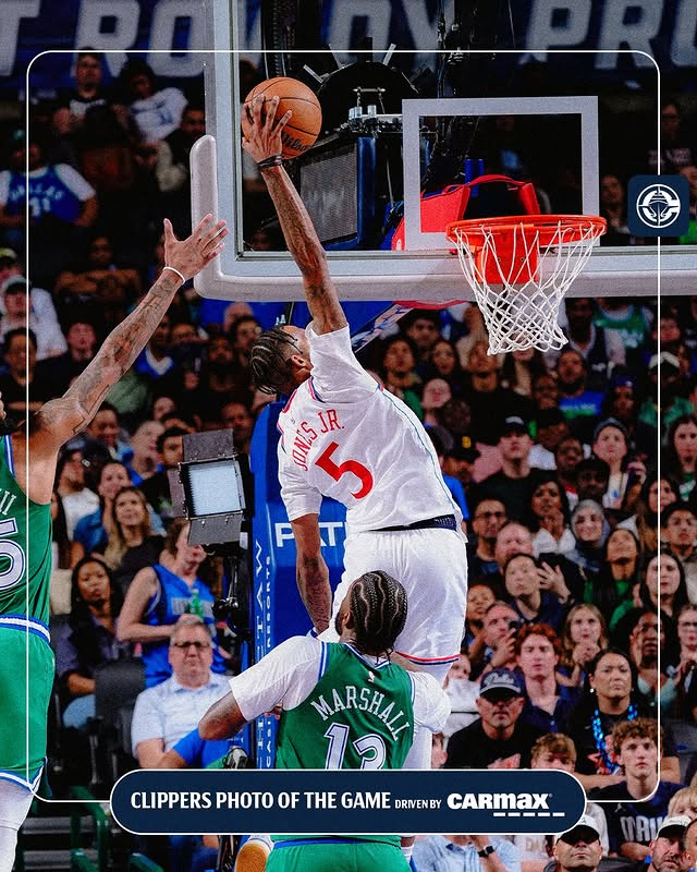 Instagram post by @laclippers for CarMax. Caption reads: [...] ✈️ 📸 Photo of the Game driven by @carmax.