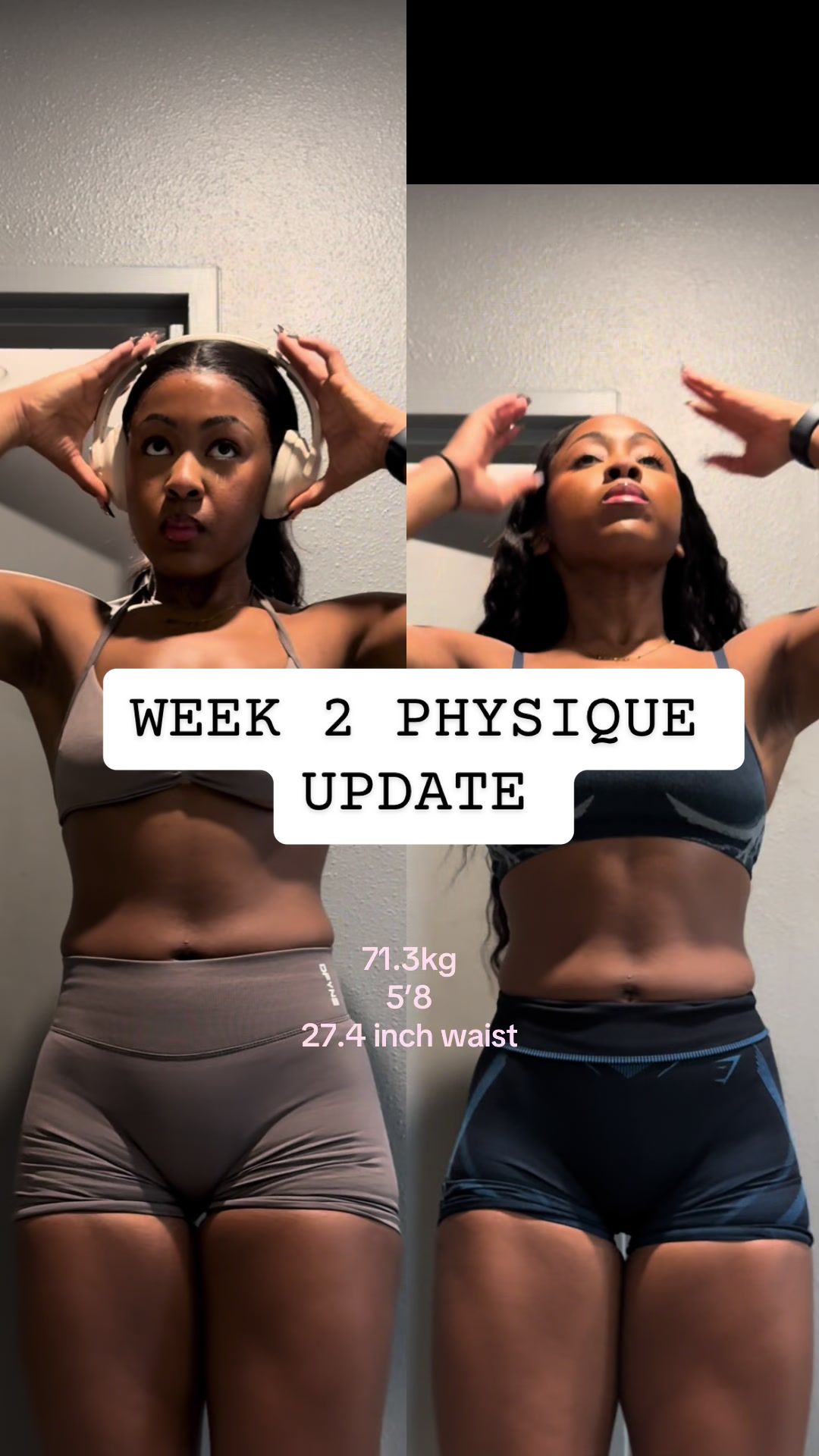 TikTok post by @rosefitnesss for Gymshark. Caption reads: [...] to see the changes 🤭 @Gymshark use....