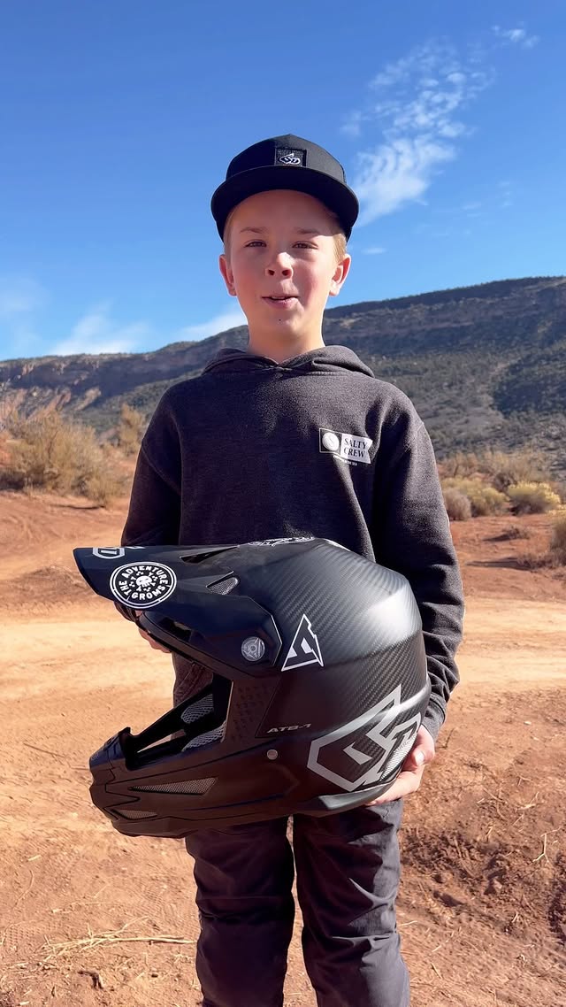Instagram post by @the_adventure_groms for 6D Helmets. Caption reads: [...] pumped to announce we’ll be riding for....