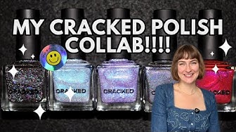 YouTube post by @CaitlinSwatches for Cracked Polish. Caption reads: Sparkle Forward into 2026 with MY CRACKED POLISH....