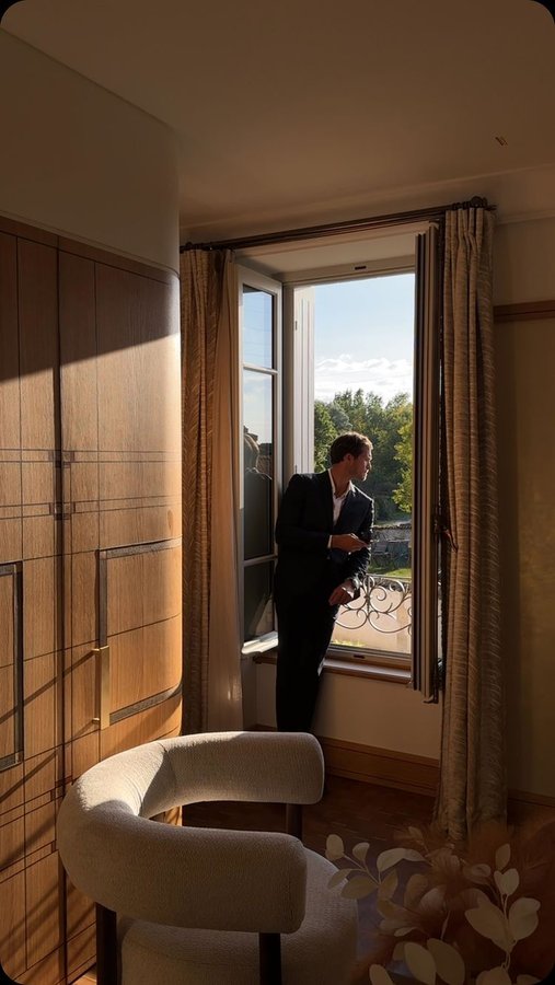 Instagram post by @jerome_carlier for The Kooples. Caption reads: Back to Business in style wearing @thekooples 🇫🇷....