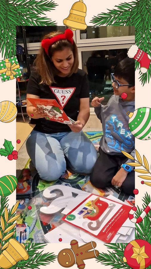 Instagram post by @swati_avyaan_mommy for Baker Ross. Caption reads: ✨Christmas crafting magic at home!✨

We opened our....