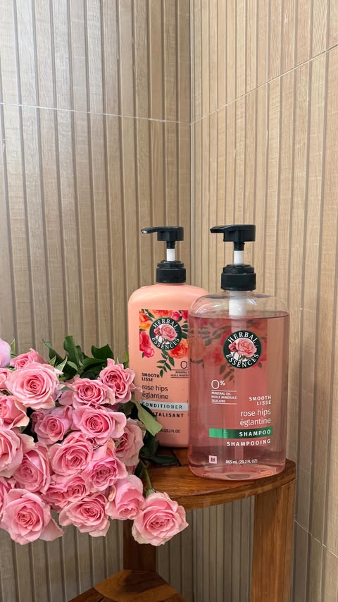 Instagram post by @hollandpaterno for Herbal Essences. Caption reads: The iconic scent of Herbal Essences Rose Hips....